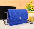 2014 Chanel Camellia Leather mini Flap Bag A088 Blue A088