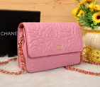 2014 Chanel Camellia Leather mini Flap Bag A088 Pink A088