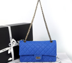 2014 Chanel Classic Flap Bag 1112 Original Cannage Pattern Nubuck Leather in Blue with Silver 1112
