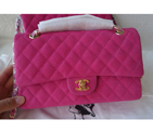 2014 Chanel Classic Flap Bag 1112 Original Cannage Pattern Nubuck Leather in Red with Gold 1112