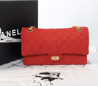2014 Chanel Classic Flap Bag 1112 Original Cannage Pattern Nubuck Leather in Red with Gold 1112