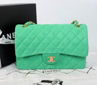 2014 Chanel Classic Flap Bag 1113 Original Cannage Pattern Nubuck Leather in Green with Silver 1113