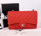 2014 Chanel Classic Flap Bag 1113 Original Cannage Pattern Nubuck Leather in Red with Silver 1113