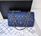 2014 Chanel Classic Flap Bag 1113 Original Caviar leather in Blue with Gold 1113