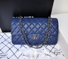 2014 Chanel Classic Flap Bag 1113 Original Caviar leather in Blue with Silver 1113