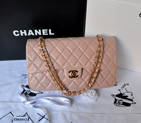 2014 Chanel Classic Flap Bag 1113 Original Lambskin leather in Pink with Gold 