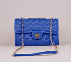 2014 Chanel Classic Flap Bag Blue Sheepskin Leather A25280 Gold A25280