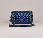 2014 Chanel Classic Flap Bag Iridescent Leather A25801 Blue A25801