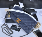 2014 Chanel Classic Flap Bag Original Leather A21908 Dark Blue A21908
