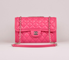 2014 Chanel Classic Flap Bag Rose Sheepskin Leather A25280 Silver A25280