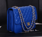 2014 Chanel Classic Flap Bag Sheepskin Leather A0079 Blue A0079
