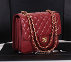 2014 Chanel Classic Flap Bag Sheepskin Leather A0079 Burgundy A0079