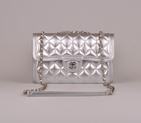 2014 Chanel Classic Flap Bag Silver Sheepskin Leather A25280 Silver A25280