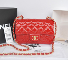 2014 Chanel Classic Flap Bags Original Patent Leather A1116 Red with Gold A1116