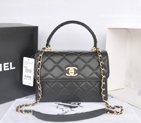 2014 Chanel Classic Top Handle Bag Original Sheepskin Leather A92236 Black A92236