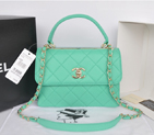 2014 Chanel Classic Top Handle Bag Original Sheepskin Leather A92236 Green A92236