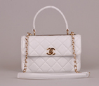 2014 Chanel Classic Top Handle Bag Sheepskin Leather A92236 White A92236