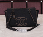 2014 Chanel Denim Shoulder Bag A68080 Black A68080