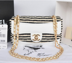 2014 Chanel Jersey and Lambskin Flap Bag A92051 White A92051