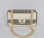 2014 Chanel Jersey and Lambskin Flap Shoulder Bag A32051 White A32051
