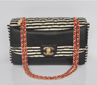 2014 Chanel Jersey and Lambskin Flap Shoulder Bag A32052 Black A32052