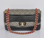2014 Chanel Jersey and Lambskin Flap Shoulder Bag A32053 Black A32053