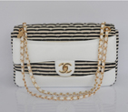 2014 Chanel Jersey and Lambskin Flap Shoulder Bag A32053 White A32053