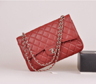 2014 Chanel Jumbo Quilted Classic Original Caviar Leather Flap Bag A58600 Claret in Silver A58600