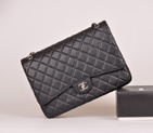 2014 Chanel Jumbo Quilted Classic Original Caviar Leather Flap Bag A58601 Black Silver A58601