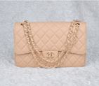 2014 Chanel Jumbo Quilted Classic Original Caviar leather Flap Bag A58600 Apricot in Gold A58600