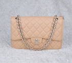 2014 Chanel Jumbo Quilted Classic Original Caviar leather Flap Bag A58600 Apricot in silver A58600