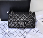 2014 Chanel Jumbo Quilted Classic Original Sheepskin leather Flap Bag A58600 Black in Silver A58600
