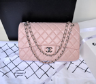 2014 Chanel Jumbo Quilted Classic Original Sheepskin leather Flap Bag A58600 Pink in Silver A58600