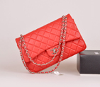 2014 Chanel Jumbo Quilted Classic Original Sheepskin leather Flap Bag A58600 Red in Silver A58600
