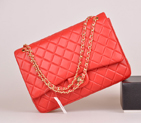2014 Chanel Jumbo Quilted Classic Original Sheepskin leather Flap Bag A58601 Red Gold A58601