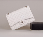 2014 Chanel Jumbo Quilted Classic Original Sheepskin leather Flap Bag A58601 White in Silver A58601