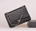 2014 Chanel Jumbo Quilted Classic Original Sheepskin leather Flap Bag A58601 black in Silver A58601