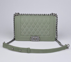 2014 Chanel LE Boy Flap Shoulder Bag Cannage Pattern Nubuck Leather A67086 Dark Green A67086