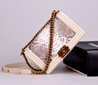 2014 Chanel LE boy Flap Shoulder Bag Real Python Leather A67086 Beige A67086