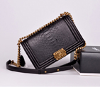 2014 Chanel LE boy Flap Shoulder Bag Real Python Leather A67086 Black A67086