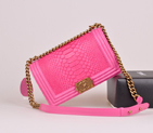 2014 Chanel LE boy Flap Shoulder Bag Real Python Leather A67086 Rose A67086