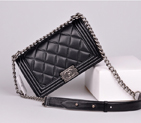 2014 Chanel Le Boy Flap Shoulder Bag Sheepskin Leather A92105 in Black A92105