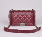 2014 Chanel Le Boy Flap Shoulder Bag Sheepskin Leather A92105 in Claret A92105