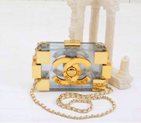 2014 Chanel Lego Clutch A37013 Transparent&Gold A37013