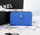 2014 Chanel Matelasse Bi-Fold Wallet Original Cannage Pattern Nubuck Leather C004 Blue C004