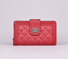 2014 Chanel Matelasse Bi-Fold Wallet in Original Sheepskin Leather A68739 Claret A68739