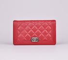 2014 Chanel Matelasse Bi-Fold wallets Original Sheepskin Leather A68722 Claret A68722