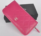 2014 Chanel Matelasse Zip Around Wallet Embossed Leather A50097 Rose A50097