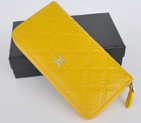 2014 Chanel Matelasse Zip Around Wallet Embossed Leather A50097 Yellow A50097