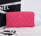 2014 Chanel Matelasse Zip Around Wallet Original Cannage Pattern Nubuck Leather C009 Rose C009